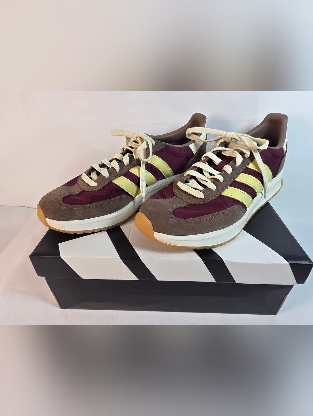 adidas Burgundy and Olive Green Retro Runner Sneakers